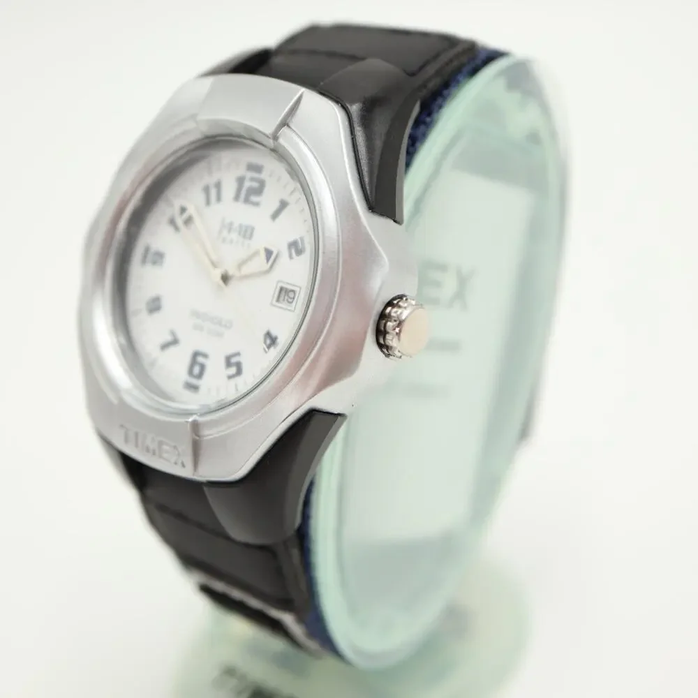 NOS Timex 1440 Indiglo Analog 43mm Date Watch Nylon Clip Band with New Battery